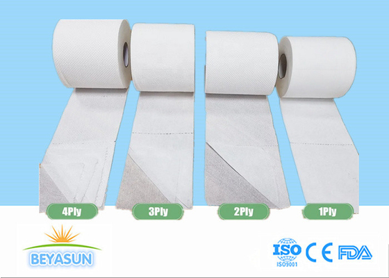کاغذ دستمال توالت قابل سفارشی 2ply / 3ply / 4ply سفید قوی و جذب کننده برای حمام / هتل / خانه